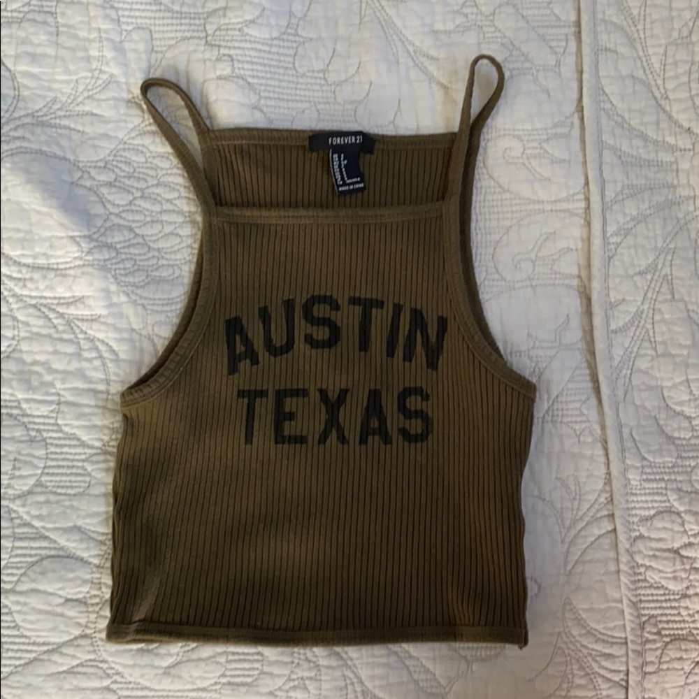 Cropped Forever 21 Army Green Tank Top